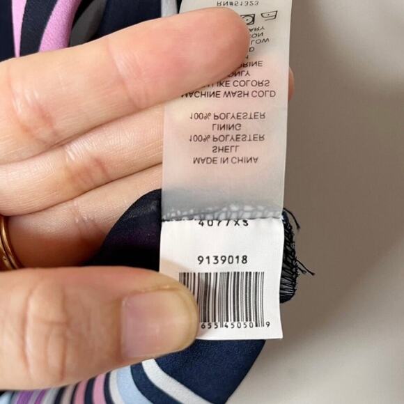 Vince Camuto Women Blouse XS Tank Top Sleeveless Wrap Front Striped Blue Purple - Picture 6 of 6